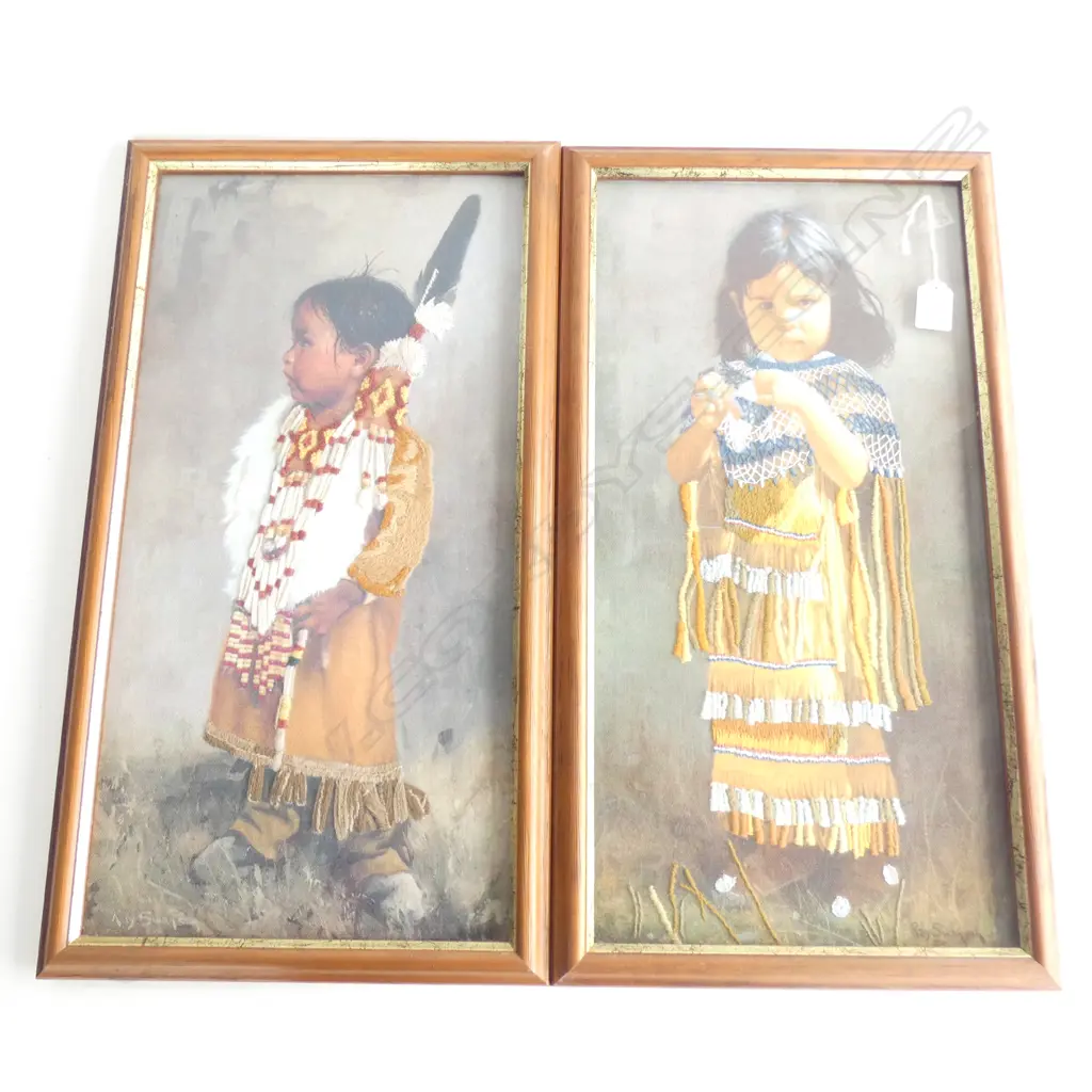 PR AMERICAN INDIAN CHILDREN PRINTED PANELS HAND STITCHED DETAIL Image 1++