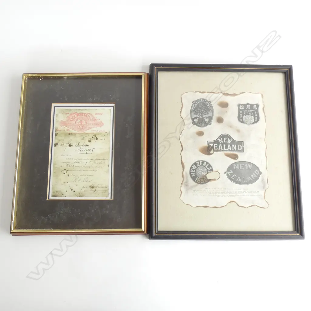 PR FRAMED NZ INSURANCE CO DOCUMENTS INC. EARLY FIRE MARKS  Image 1++