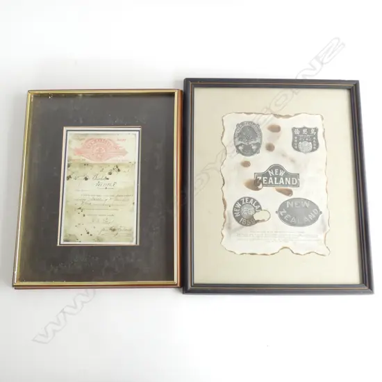 PR FRAMED NZ INSURANCE CO DOCUMENTS INC. EARLY FIRE MARKS 