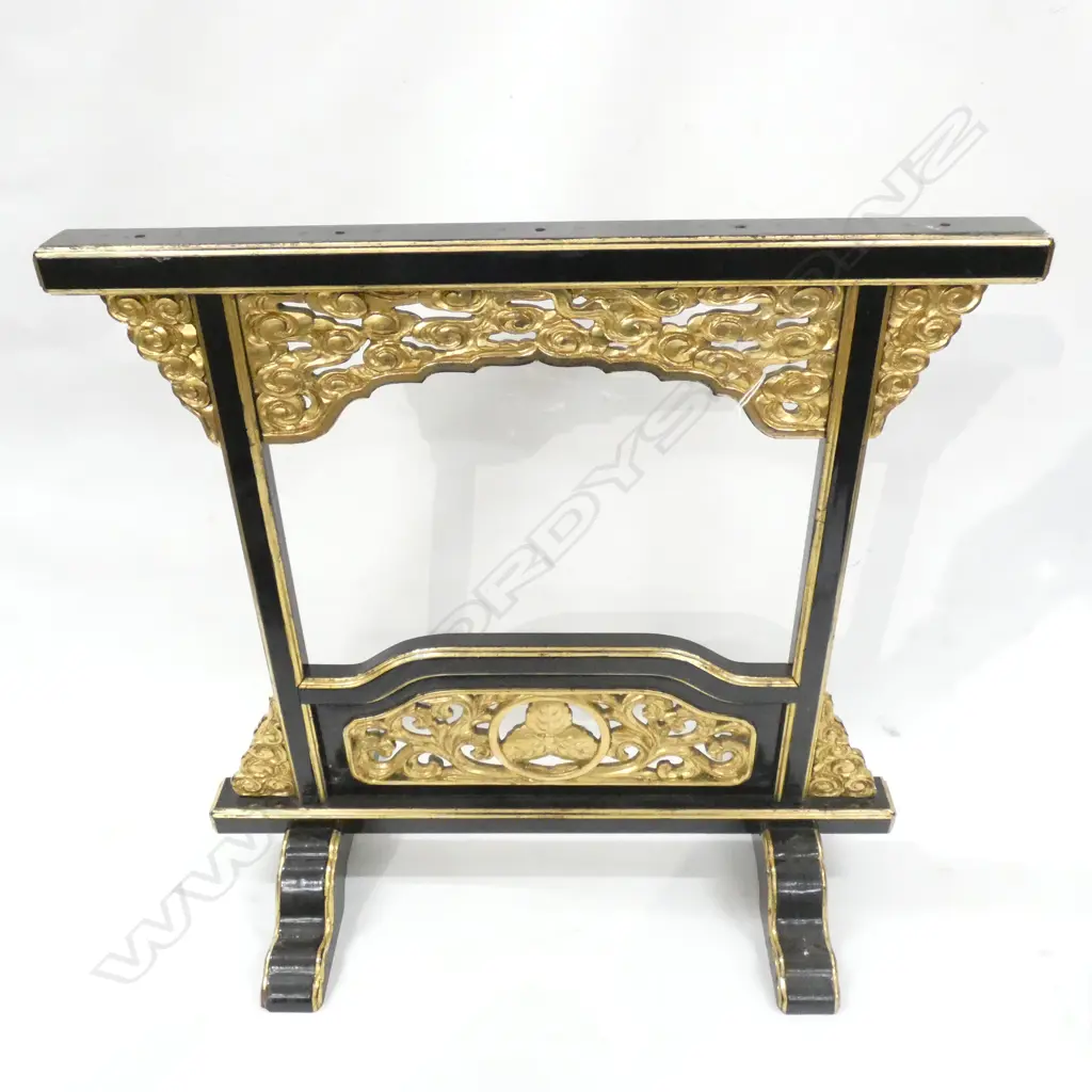 ORIENTAL BLACK & GOLD INCENSE STAND H.495mm W.530mm Image 1++