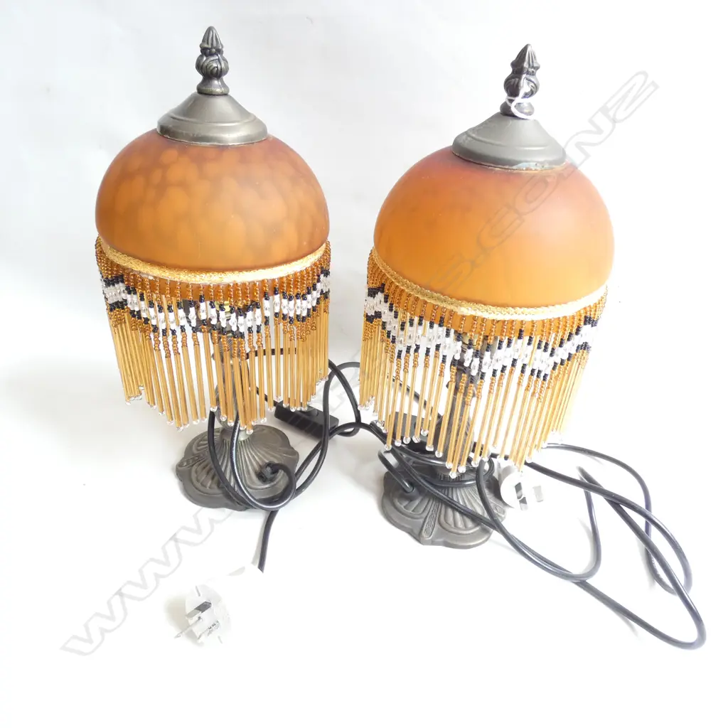 PR ORANGE GLASS FRINGED LAMPS H.340mm Image 1++