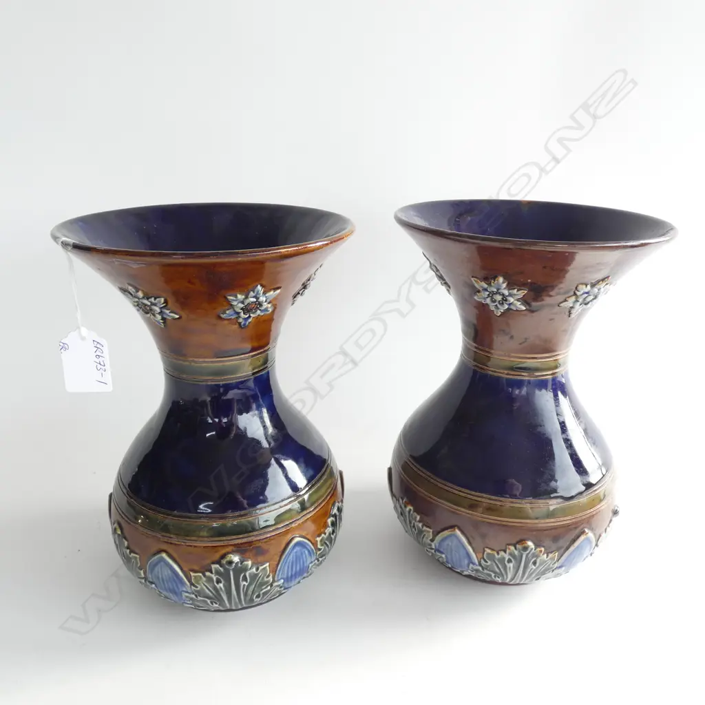 PR LGE DOULTON STONEWARE VASES. H. 240mm Image 1++