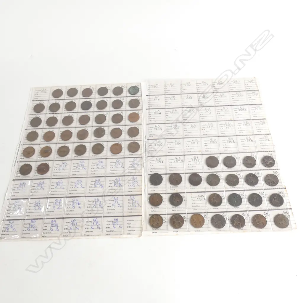 SHEETS BRITISH COPPER COINS 1895 - 1956  Image 1++