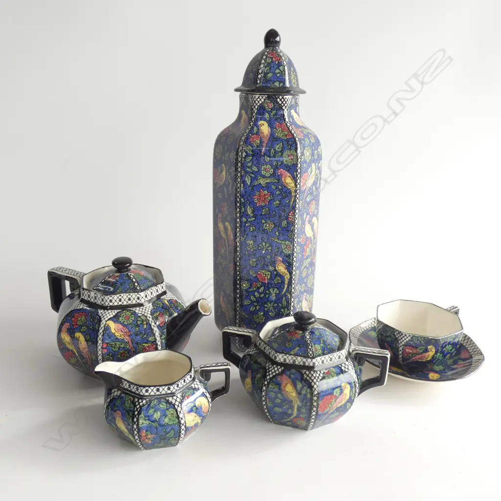 5 PCE ROYAL DOULTON PERSIAN PATTERN TEA SET + VASE AF Image 1++