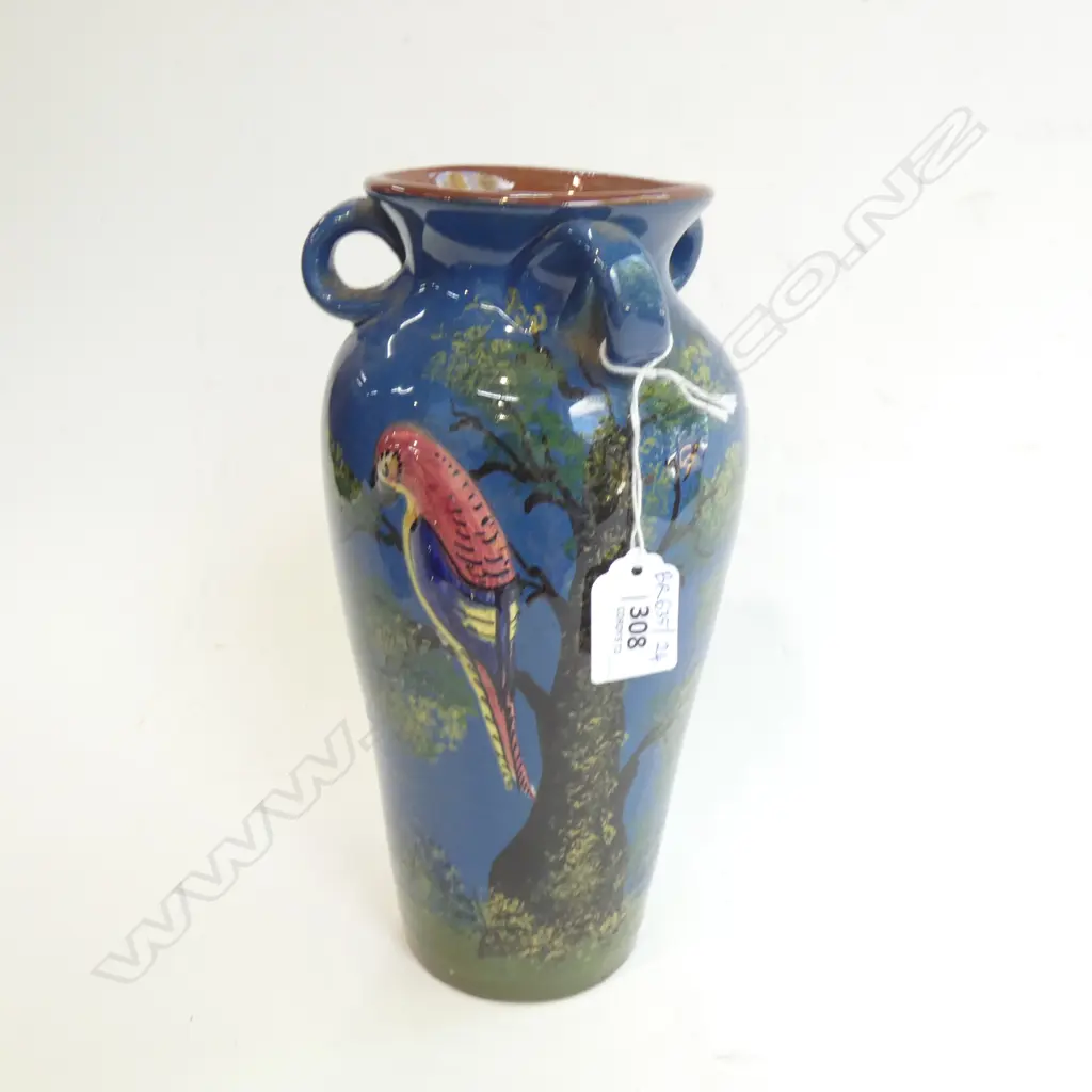 TORQUAY WARE BLUE PARROT VASE H.255mm Image 1++