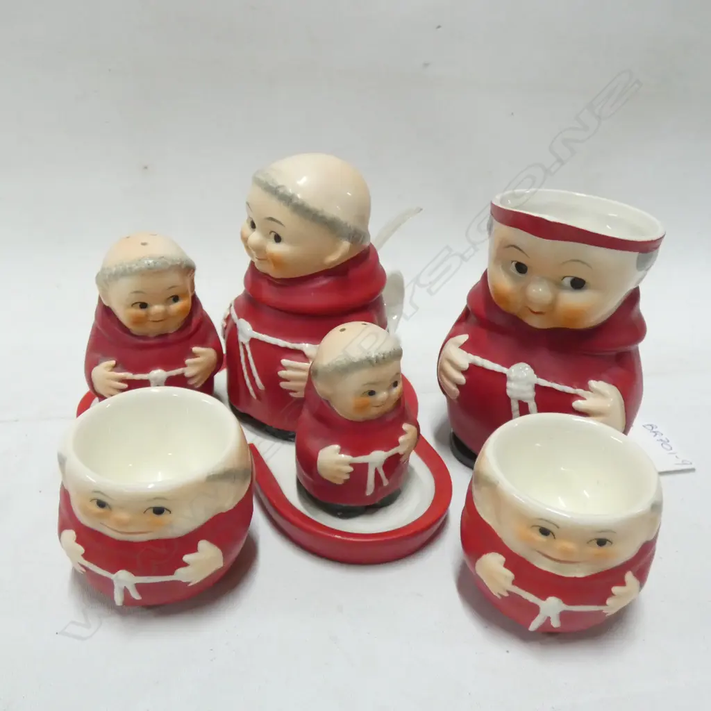 7 PC HUMMEL RED CARDINAL TUCK SET - S&P/  MUSTARD/TRAY/ EGG CUPS & JUG Image 1++