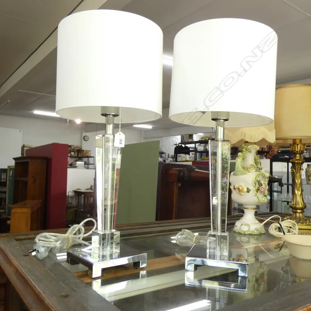 PR DESIGNER TABLE LAMPS - CHROME & GLASS BASES H.557MM Image 1++