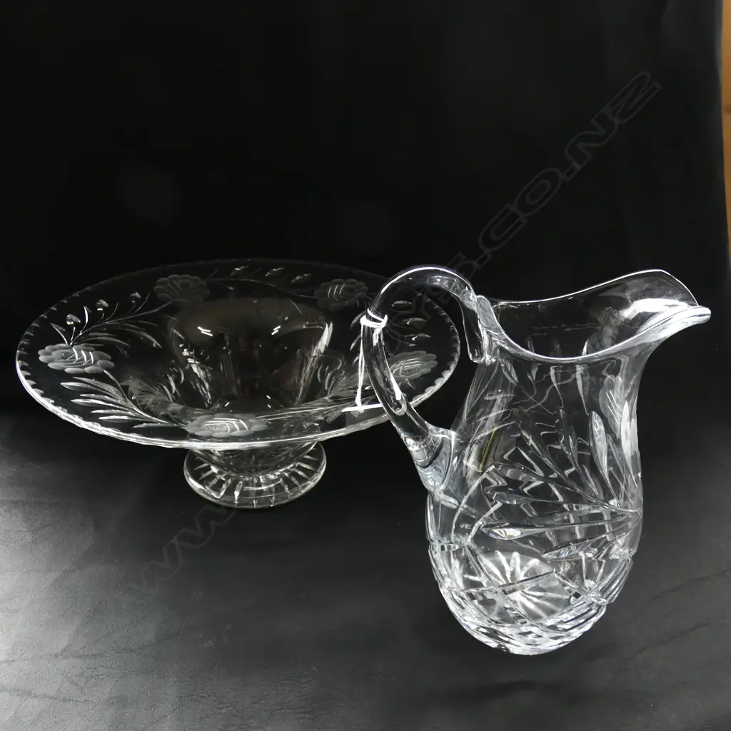 CRYSTAL JUG & BOWL 300mm dia Image 1++