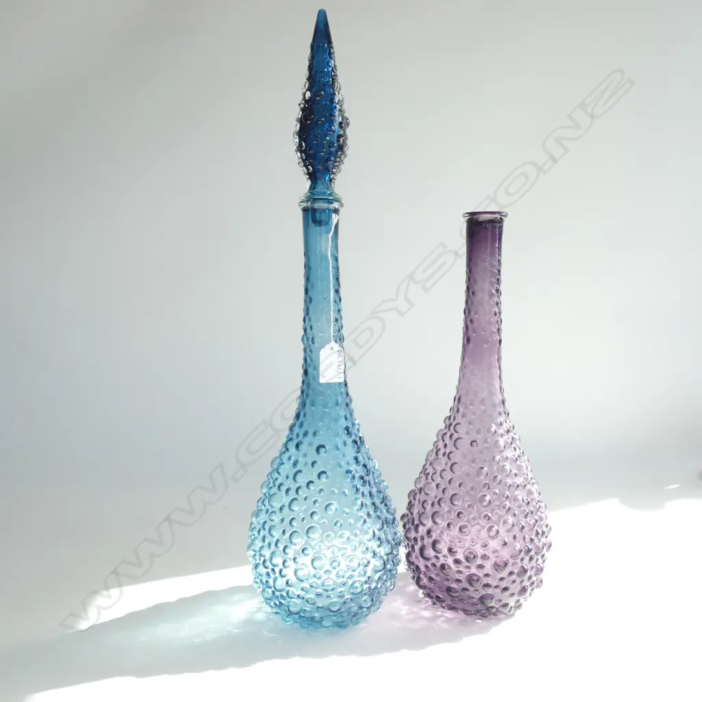 2 GLASS GENIE BOTTLES PURPLE & GREEN H.540mm Image 1++