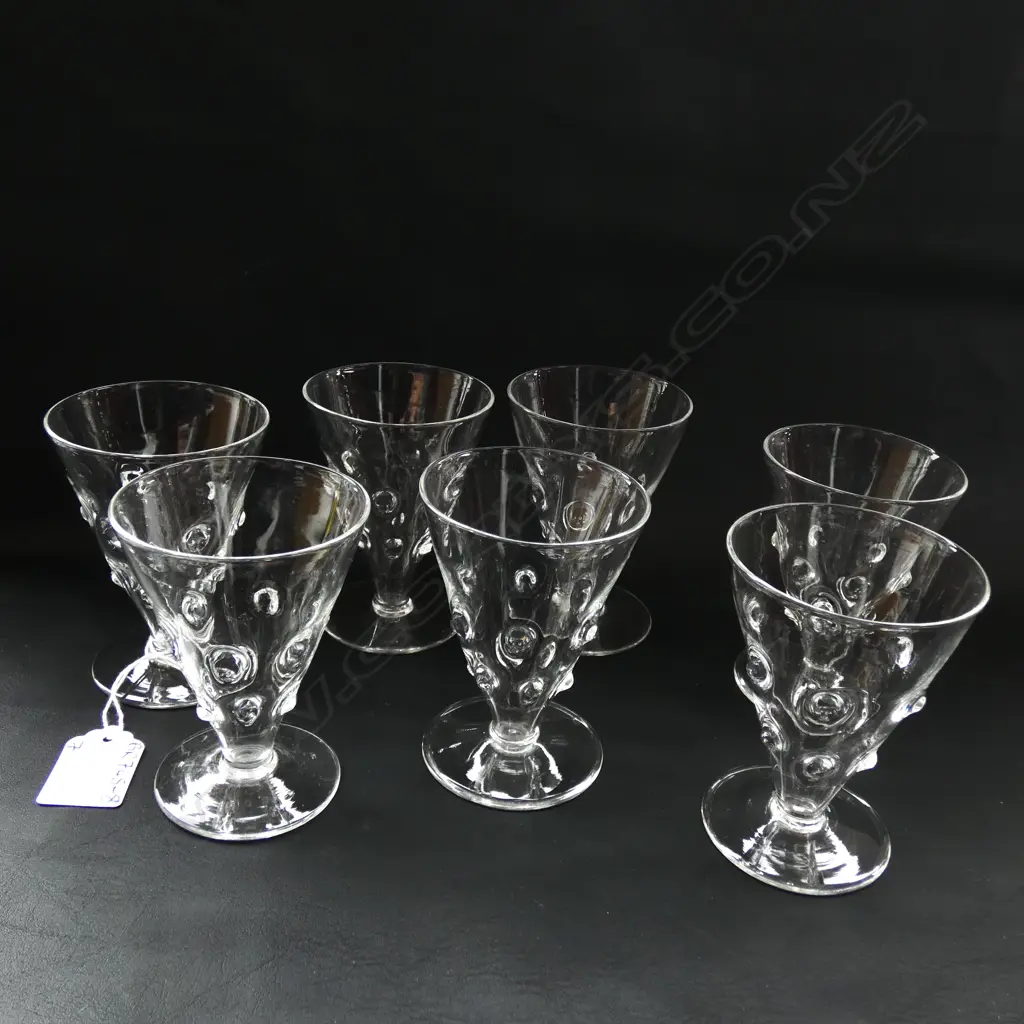 7 WEBB ENGLAND CRYSTAL HOBNAIL STEMMED GLASSES - H. 95MM Image 1++