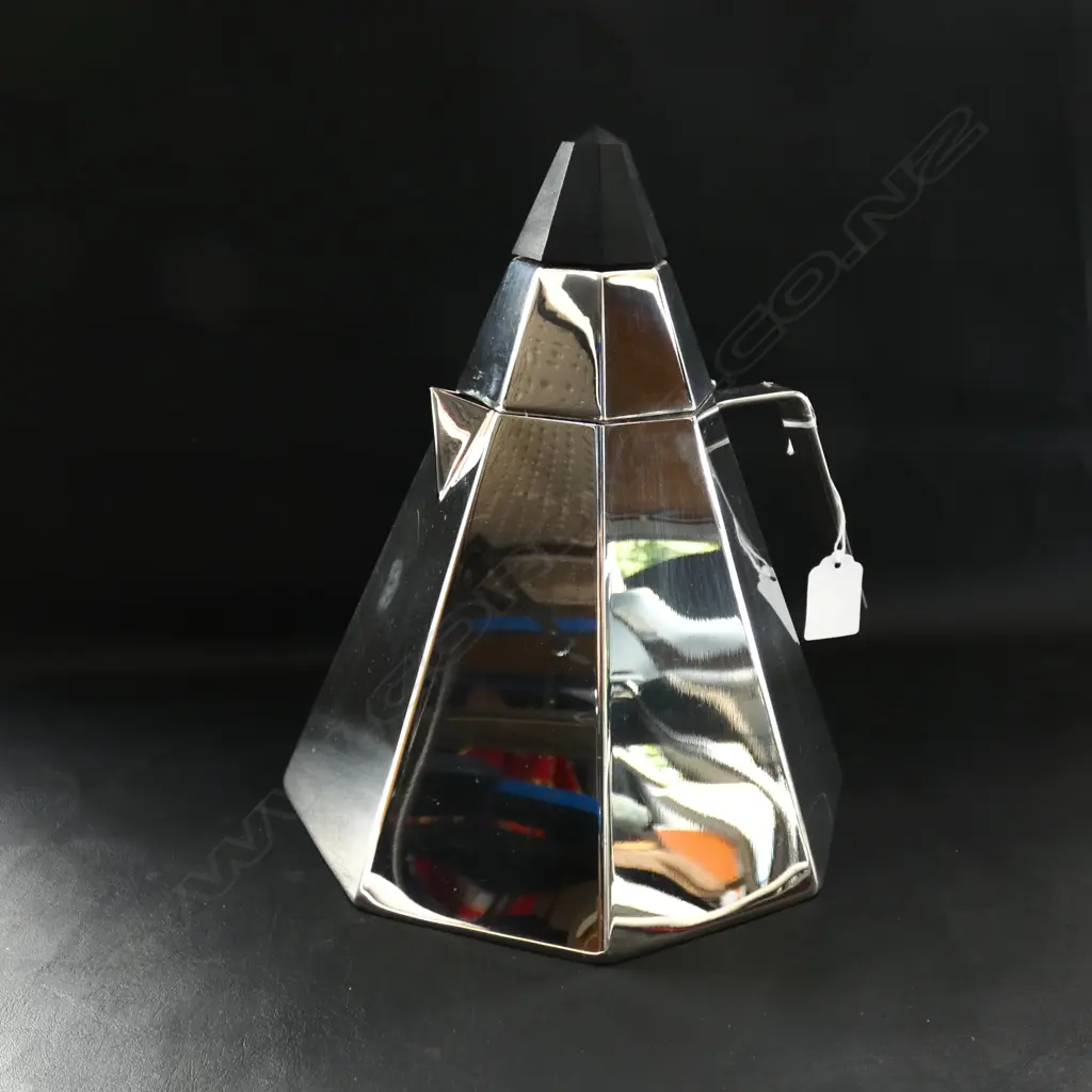 VINTAGE ITALIAN CALDERONI FRATELLI 'PYRAMID' SERIES STAINLESS STEEL COFFEE POT H.240mm Image 1++