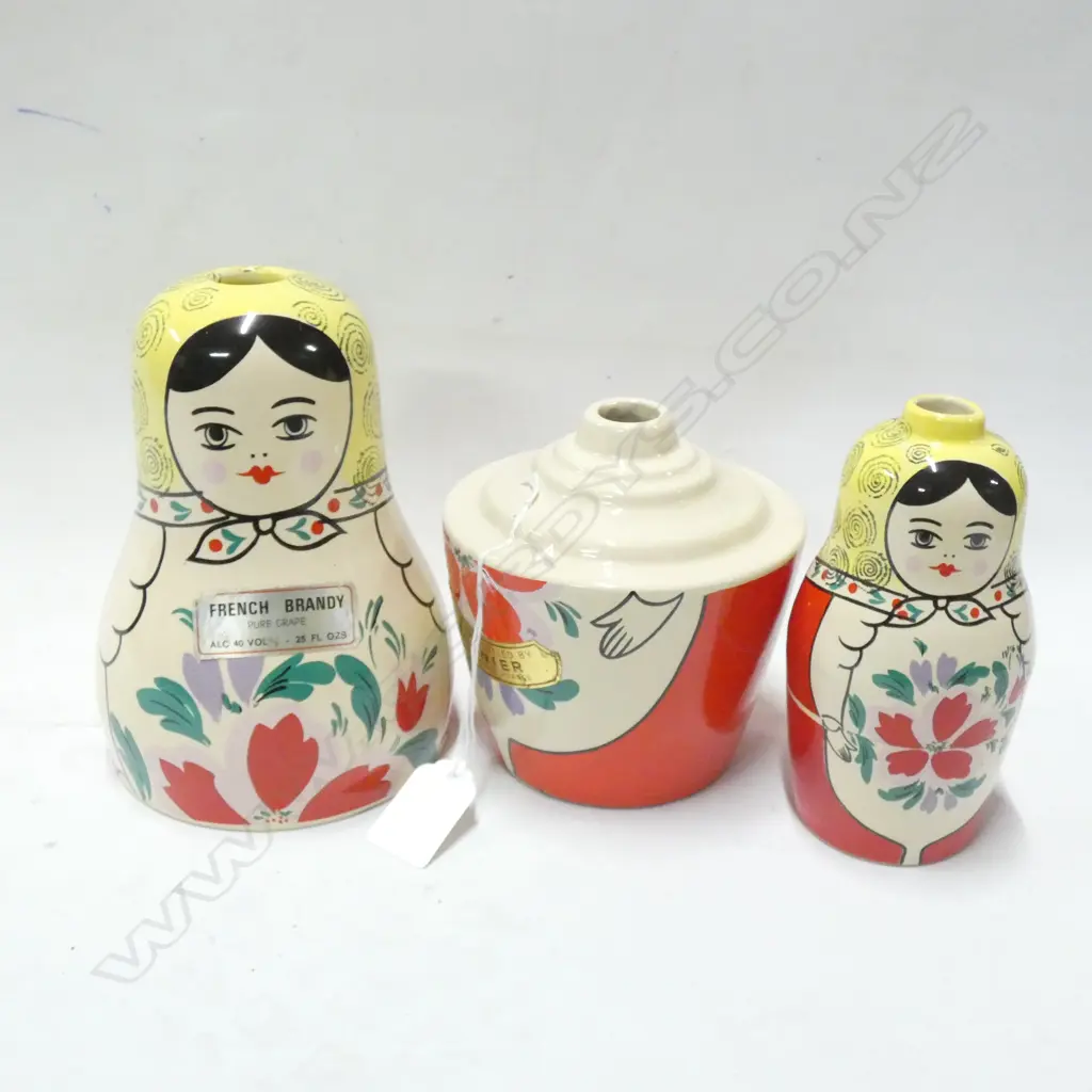 RUSSIAN DOLL CERAMIC DECANTER GARNIER FRENCH BRANDY (EMPTY) H 255MM Image 1++