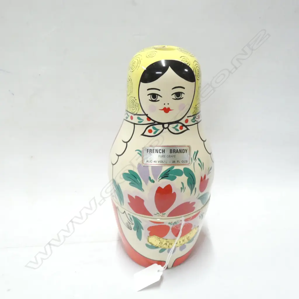 RUSSIAN DOLL CERAMIC DECANTER GARNIER FRENCH BRANDY (EMPTY) H 255MM Image 1++