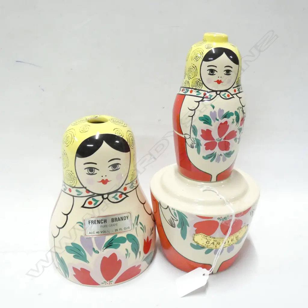 RUSSIAN DOLL CERAMIC DECANTER GARNIER FRENCH BRANDY (EMPTY) H 255MM Image 1++
