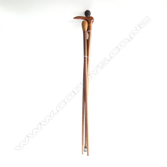 3 PITCAIRN IS WOODEN WALKING STICKS...