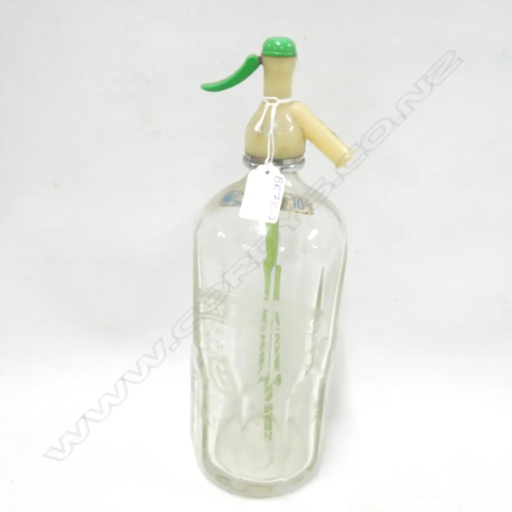 GREY & MENZIES SODA SYPHON / GREEN GLASS STRAW H. 335MM Image 1++