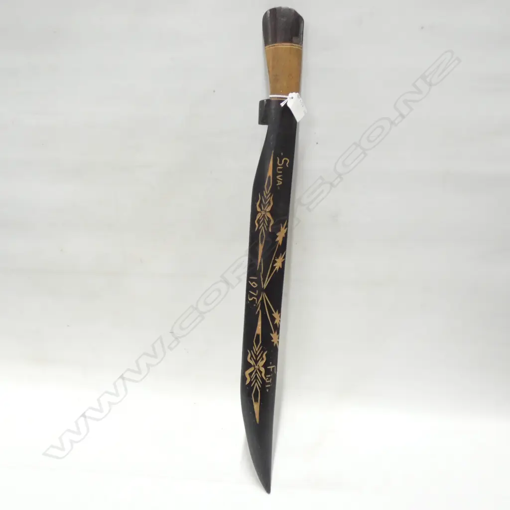 1975 SUVA FIJI WOODEN CARVED KNIFE - L 660MM Image 1++