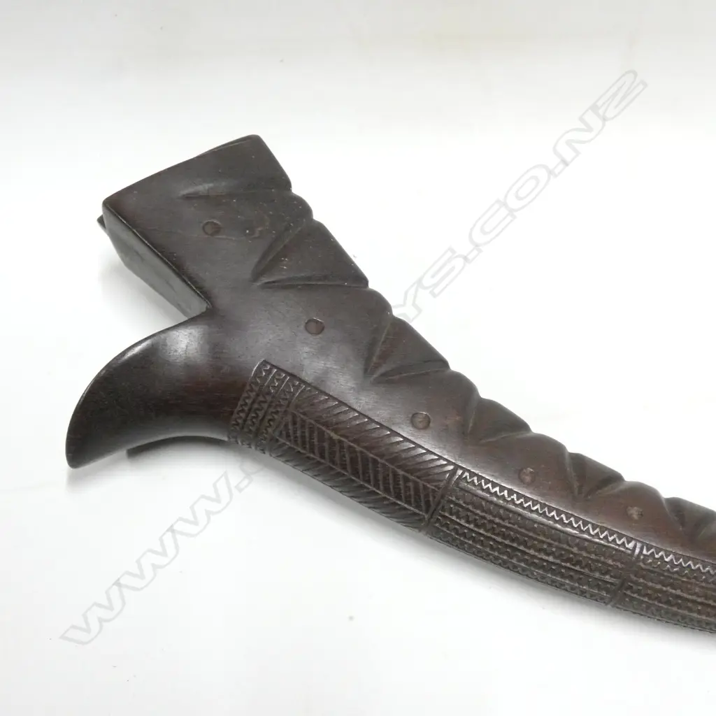 19/20TH CENTURY 2 HANDED FIJIAN CASUARINA WOODEN KIAKAVO CLUB - L 1020MM... Image 1++