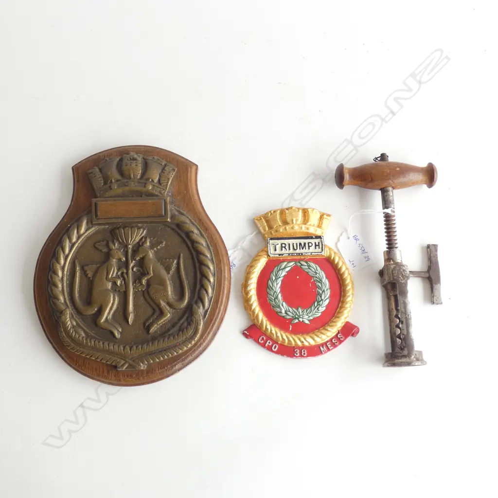 2 VINTAGE PLAQUES + A CORKSCREW L.190mm Image 1++