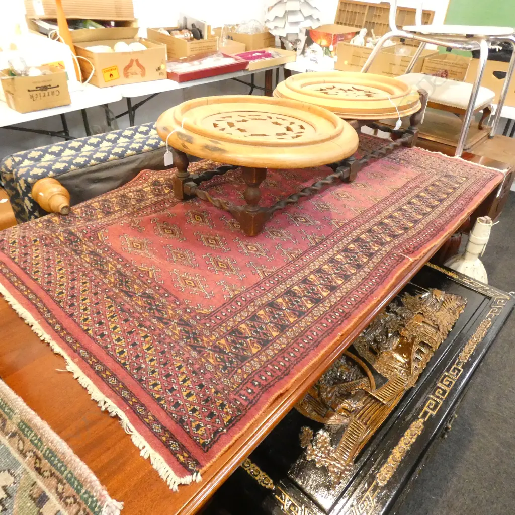HAND KNOTTED WOOL PILE RED RUG 1550x900mm Image 1++