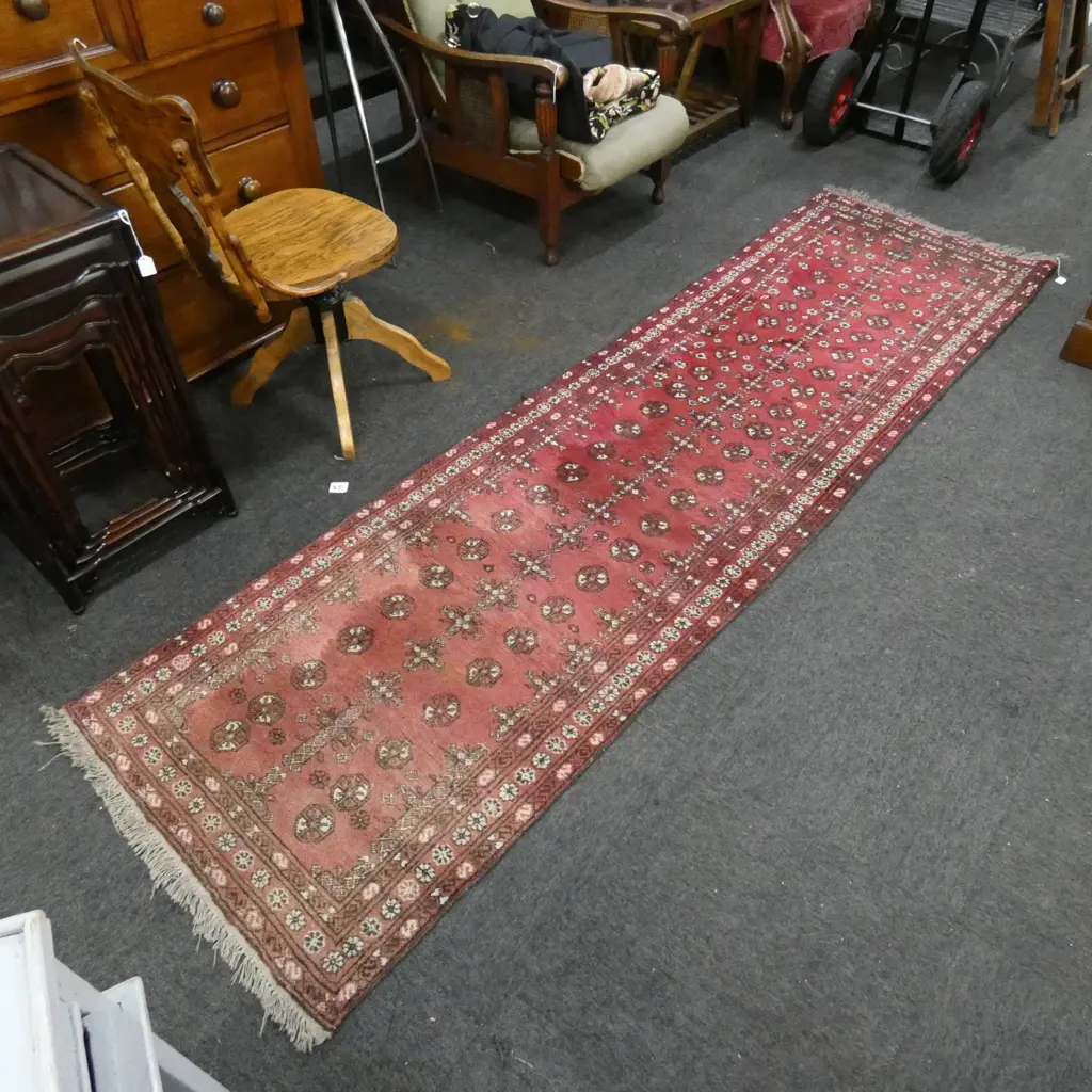 HAND KNOTTED TURKOMAN RUNNER SOME FADING 2870 X 820 MM Image 1++