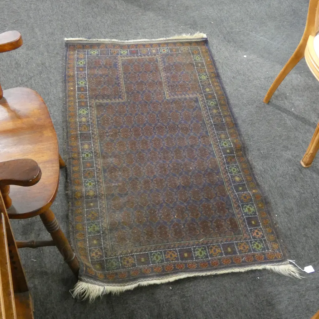 HAND KNOTTED ALL WOOL BLUE RUG 1370x800mm Image 1++