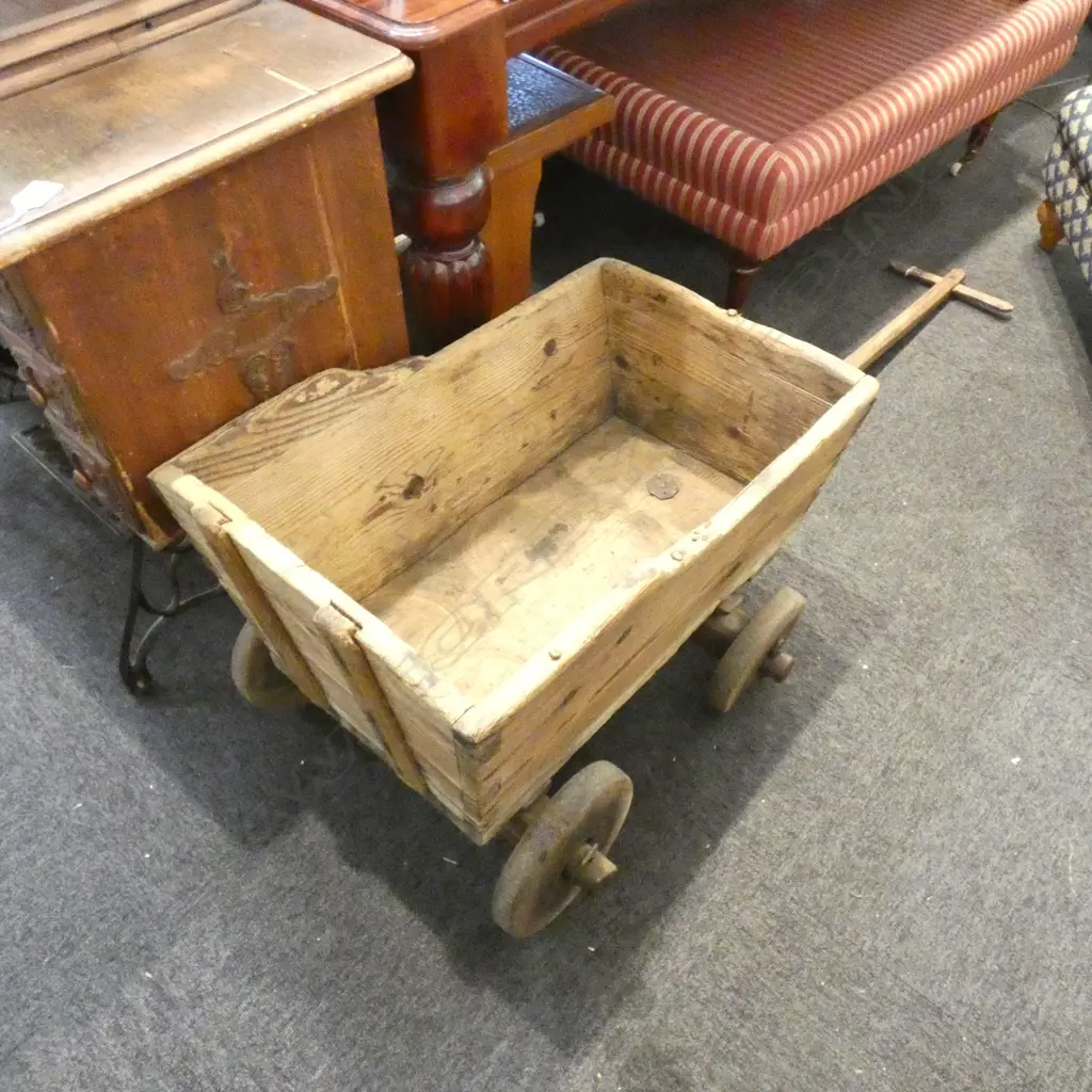 ANTIQUE HAND MADE WOODEN CART L.800mm Image 1++