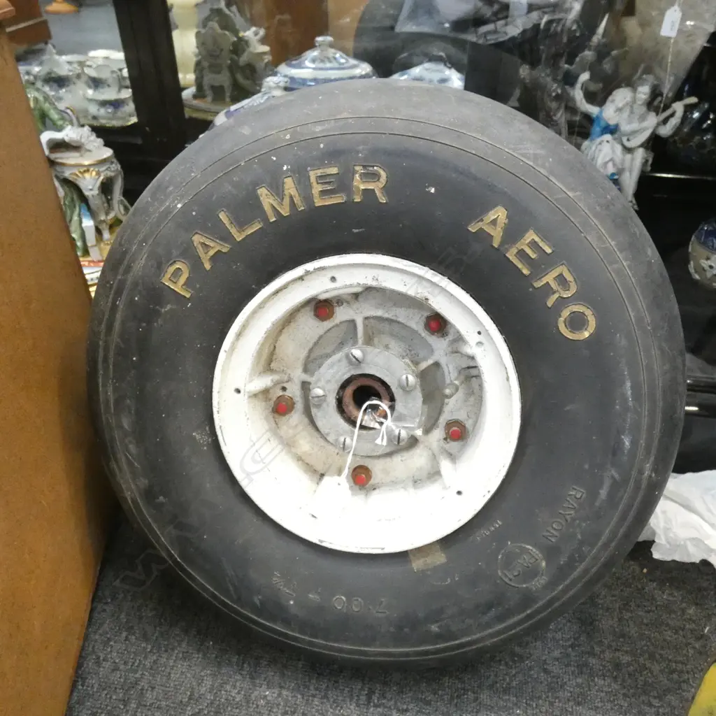 PNEUMATIC AEROPLANE WHEEL OFF AN OLD CESSNA Image 1++