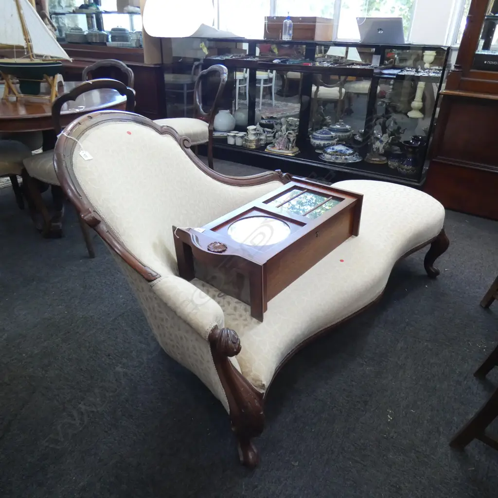 MAHOGANY FRAMED VICTORIAN CHAISE LONGUE L 1630 MM Image 1++