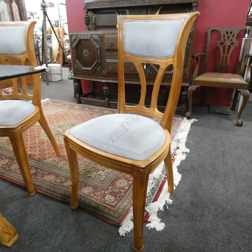 ART NOUVEAU STYLE COROMANDEL KAURI TABLE & EIGHT CHAIRS Image 1++