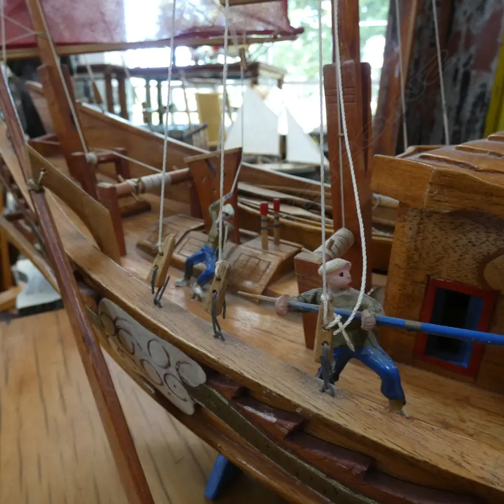 WOODEN MODEL OF CHINESE JUNK BOAT L.800mm Image 1++