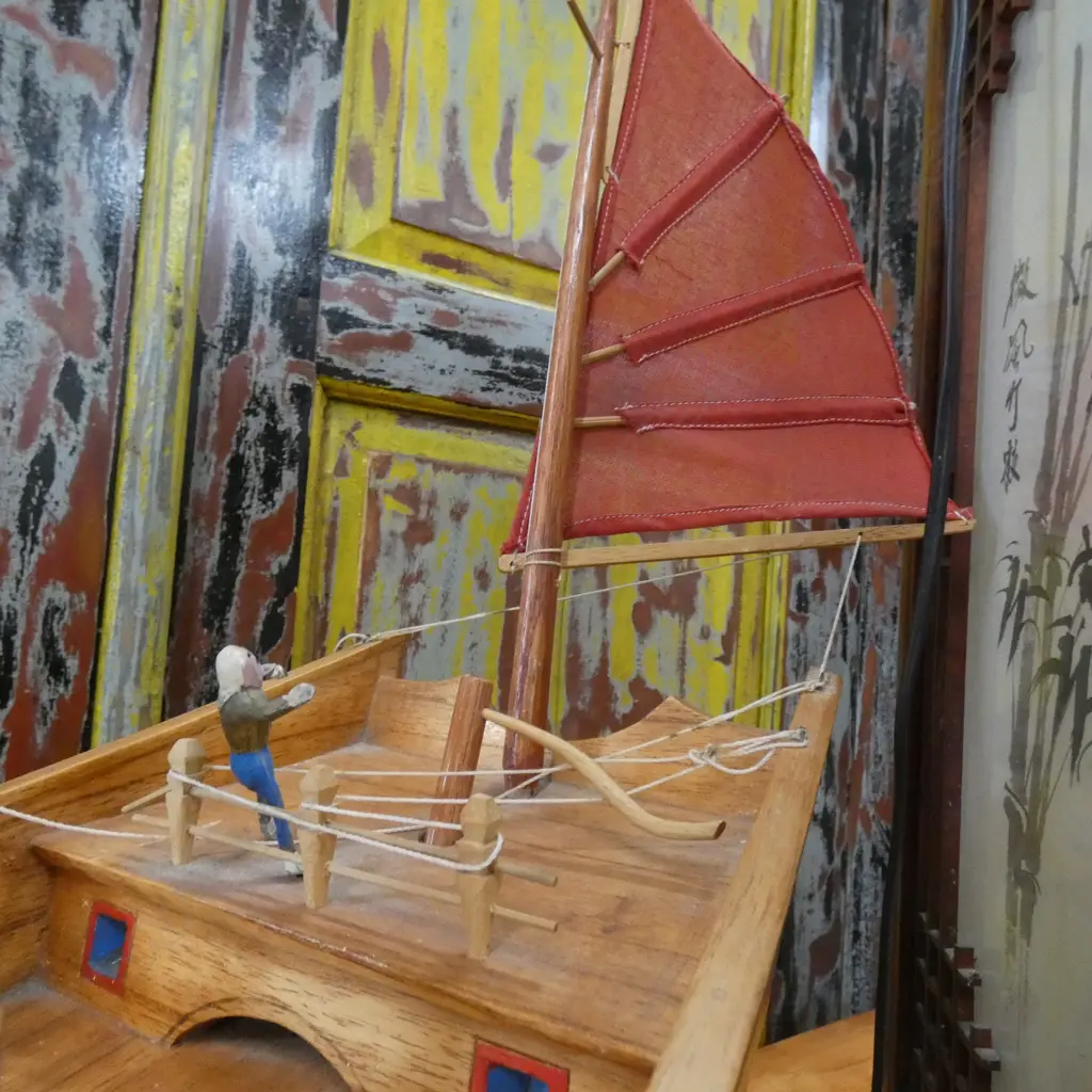 WOODEN MODEL OF CHINESE JUNK BOAT L.800mm Image 1++