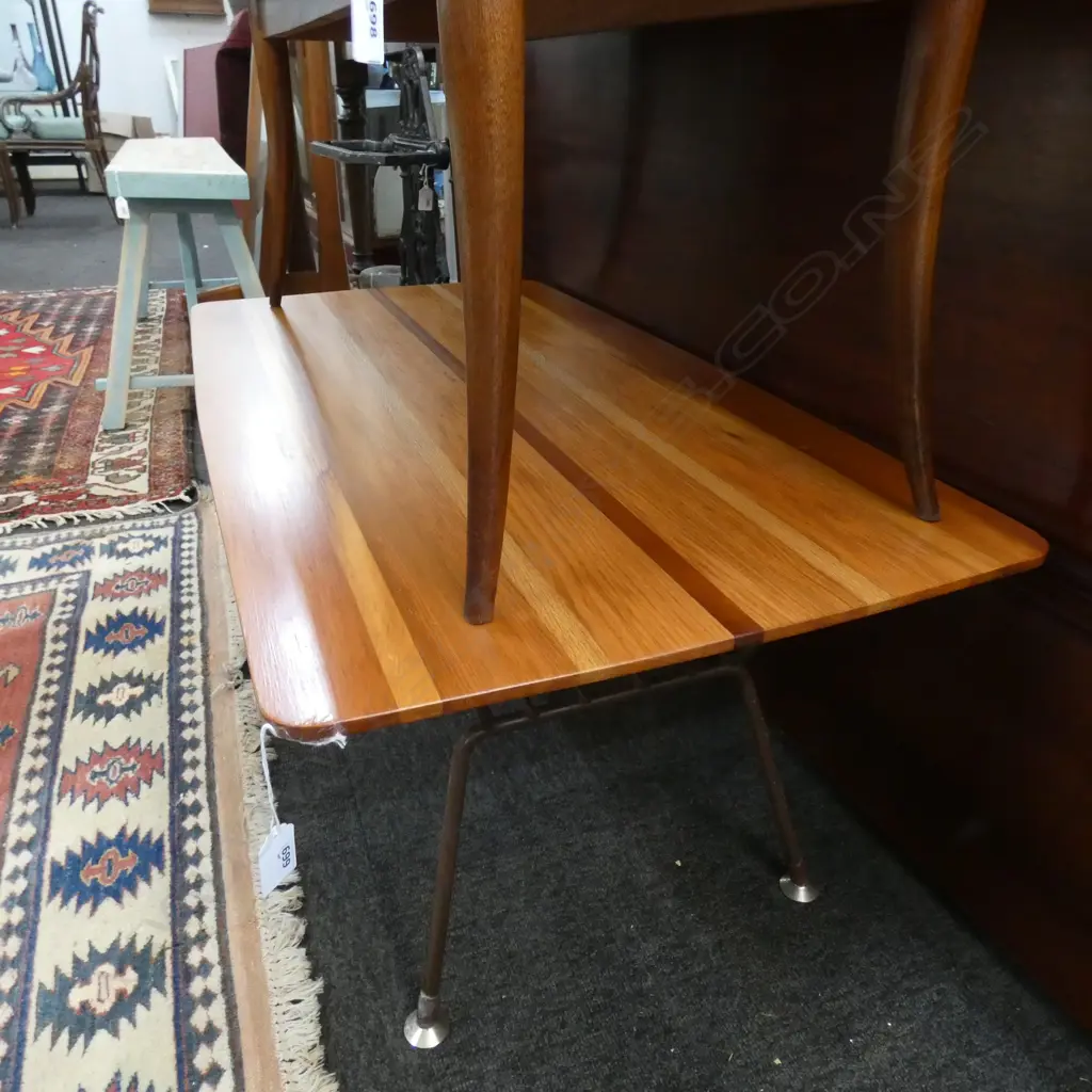 1970s COFFEE TABLE METAL LEGS & BASE LAMINATED TOP 870 x 515 x 380mm Image 1++