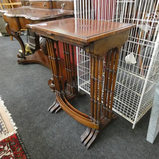 NEST OF 4 WOODEN TABLES - LARGEST 500 X 350 X 680MM