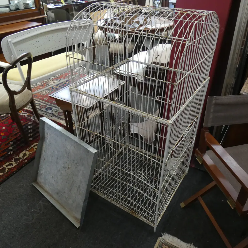 LARGE WHITE PAINTED METAL BIRD CAGE... Image 1++