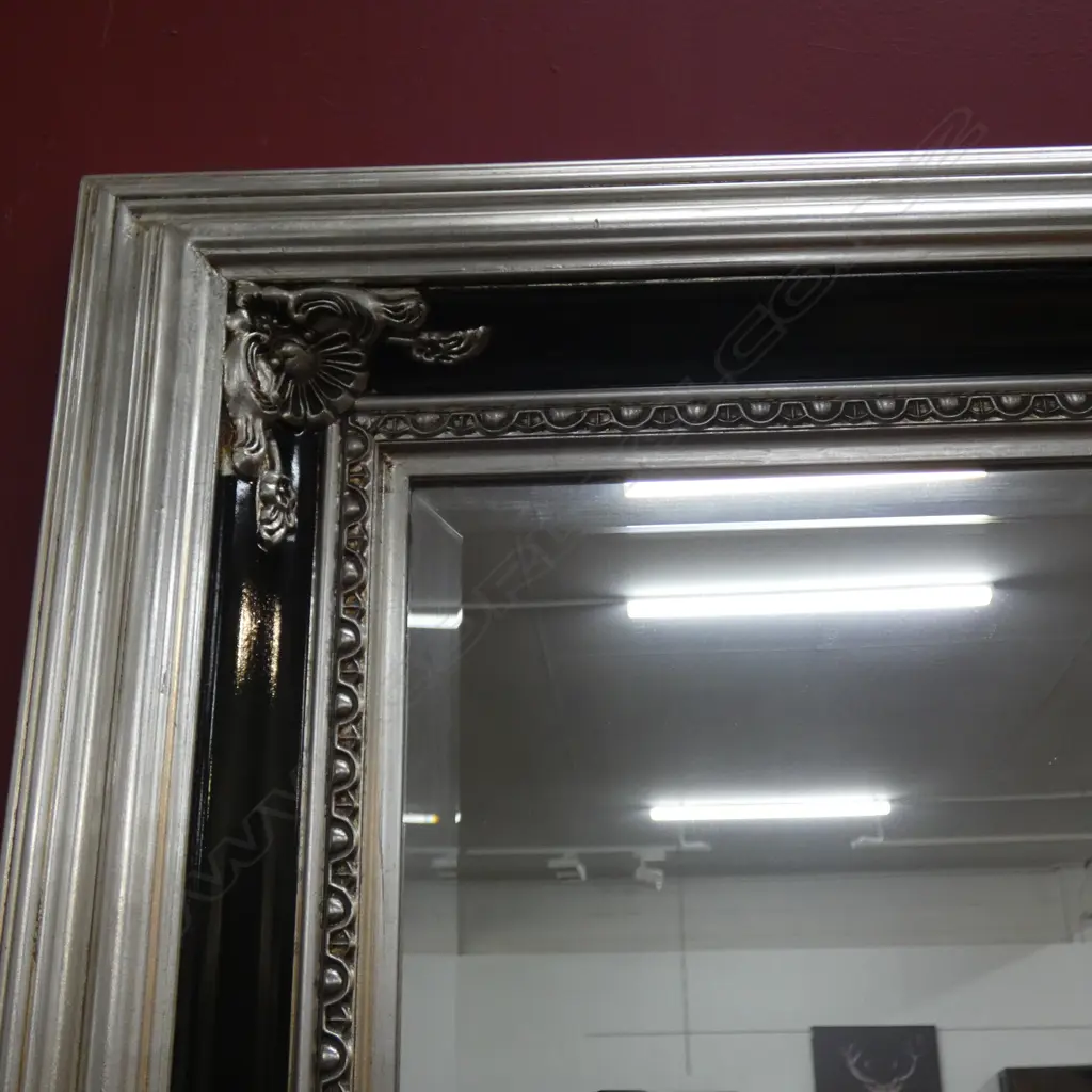 LARGE FRAMED SILVERED BEVELLED GLASS MIRROR H 2060 MM Image 1++