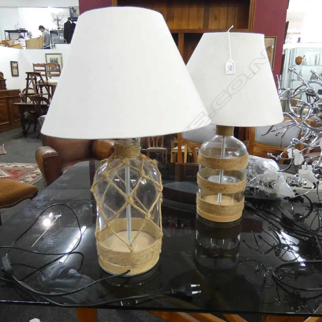 PR COASTAL STYLE GLASS & ROPE LAMPS H.550mm Image 1++