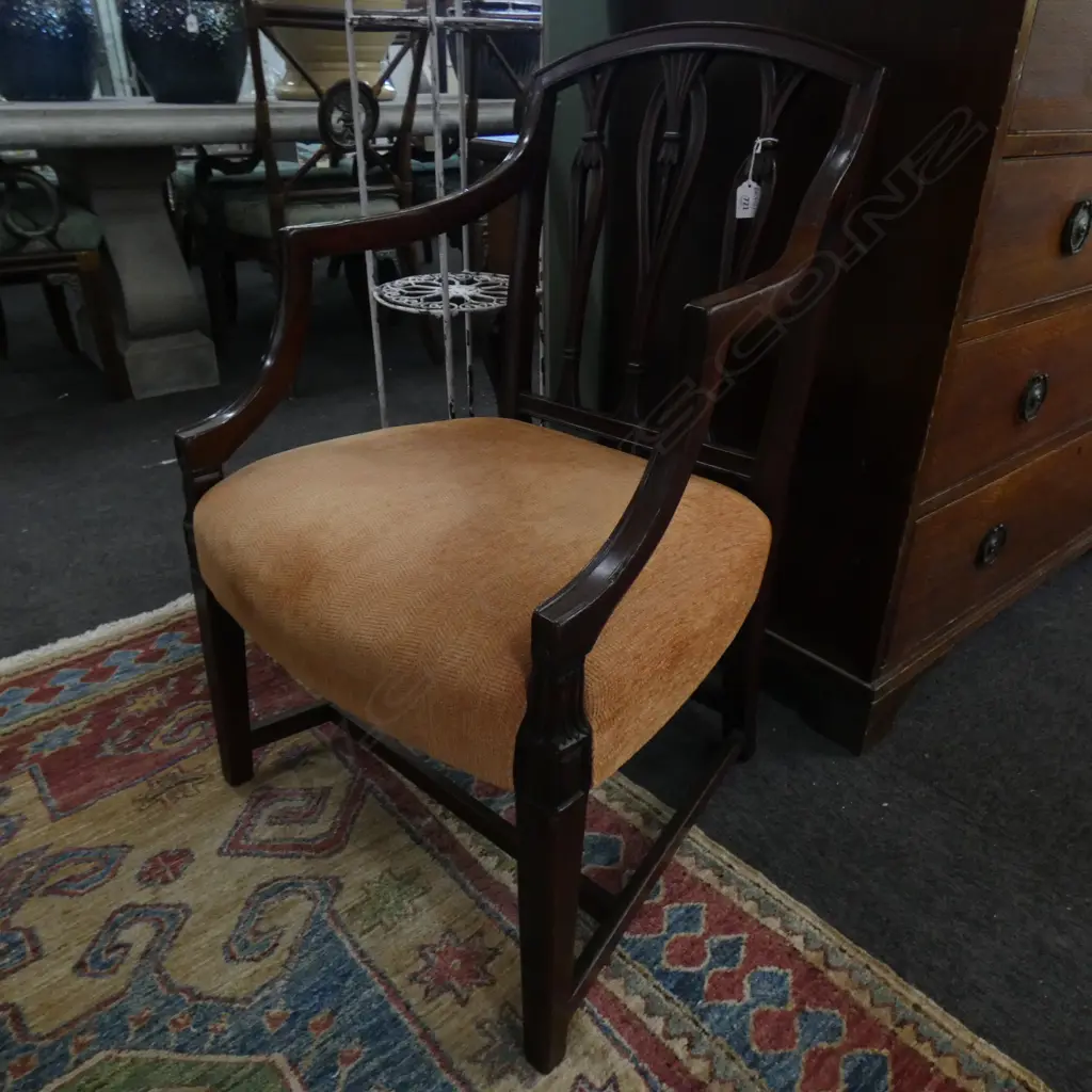 MID VICTORIAN SHERATON STYLE MAHOGANY ARMCHAIR Image 1++