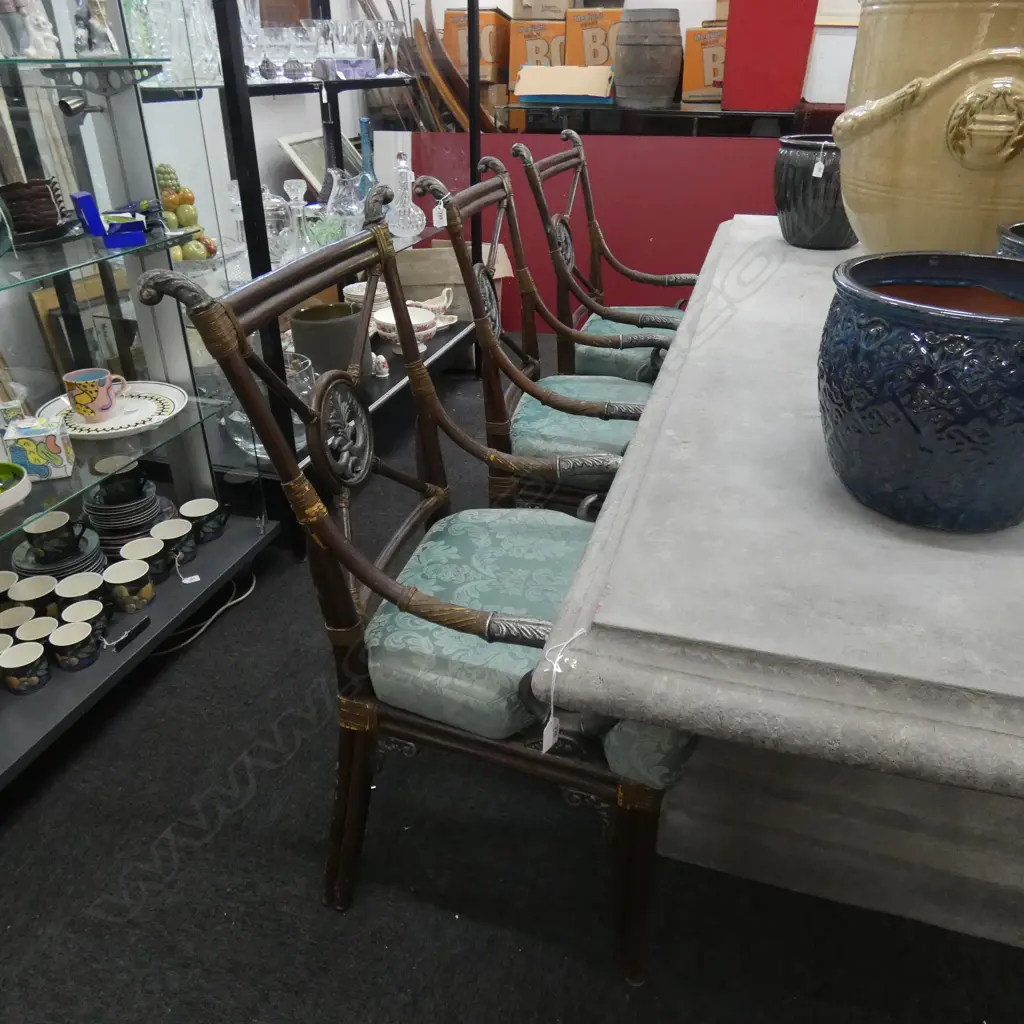 8 BAMBOO & SILVER PAINTED RESIN CHAIRS  Image 1++