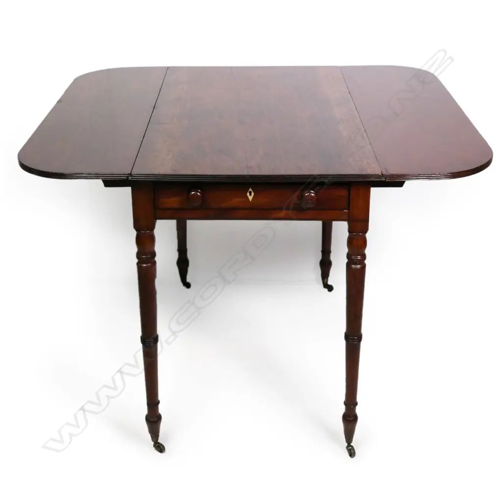 19THC MAHOGANY DROPSIDE TABLE W 910 MM Image 1++