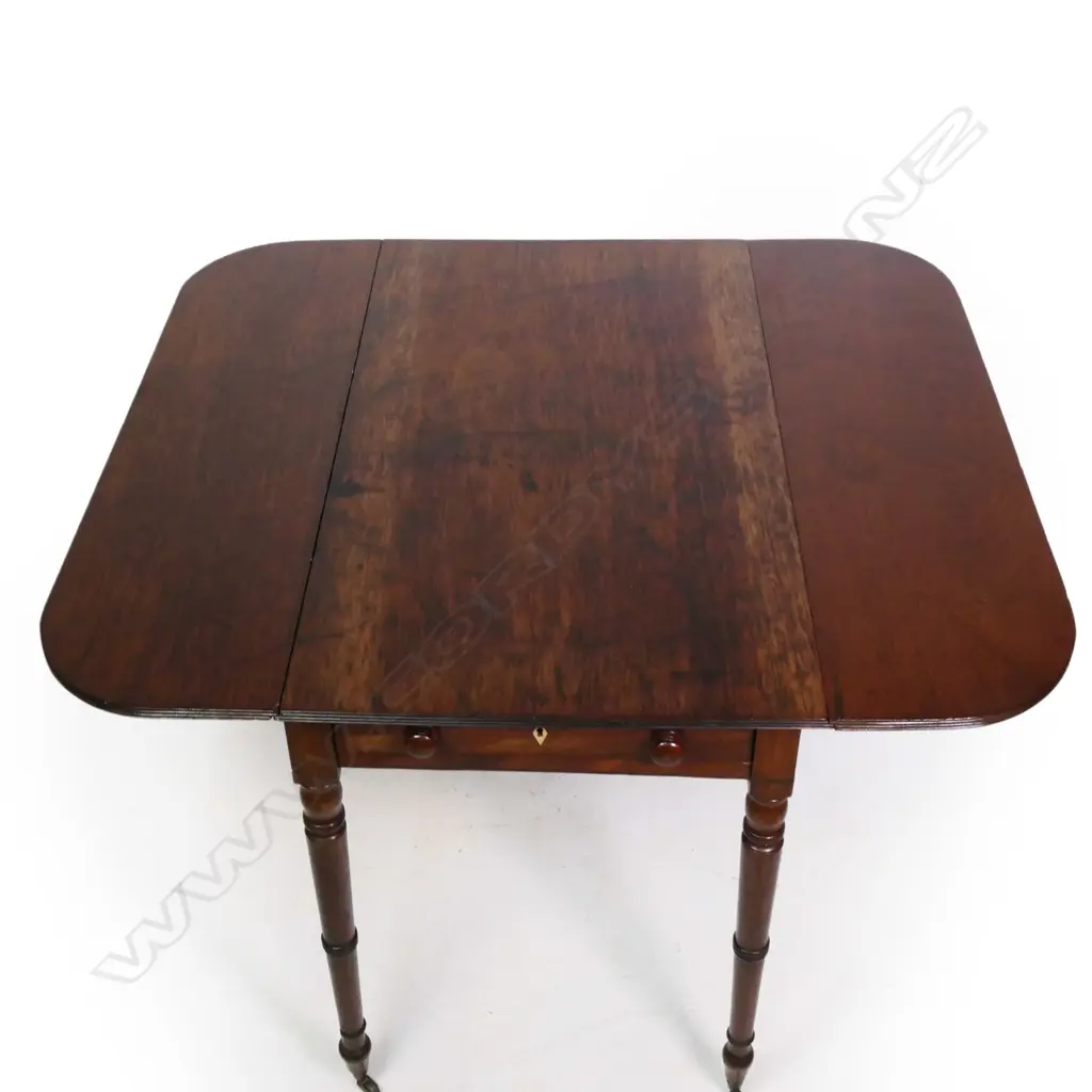 19THC MAHOGANY DROPSIDE TABLE W 910 MM Image 1++