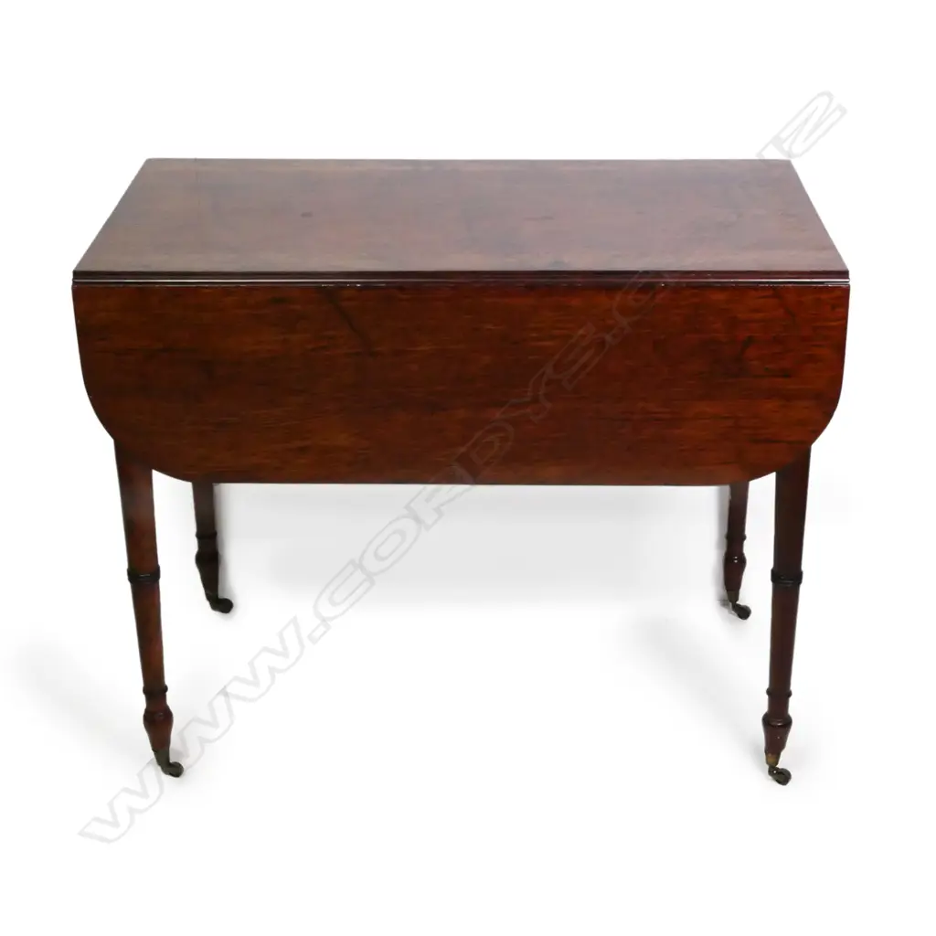 19THC MAHOGANY DROPSIDE TABLE W 910 MM Image 1++
