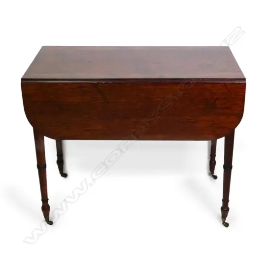 19THC MAHOGANY DROPSIDE TABLE W 910 MM