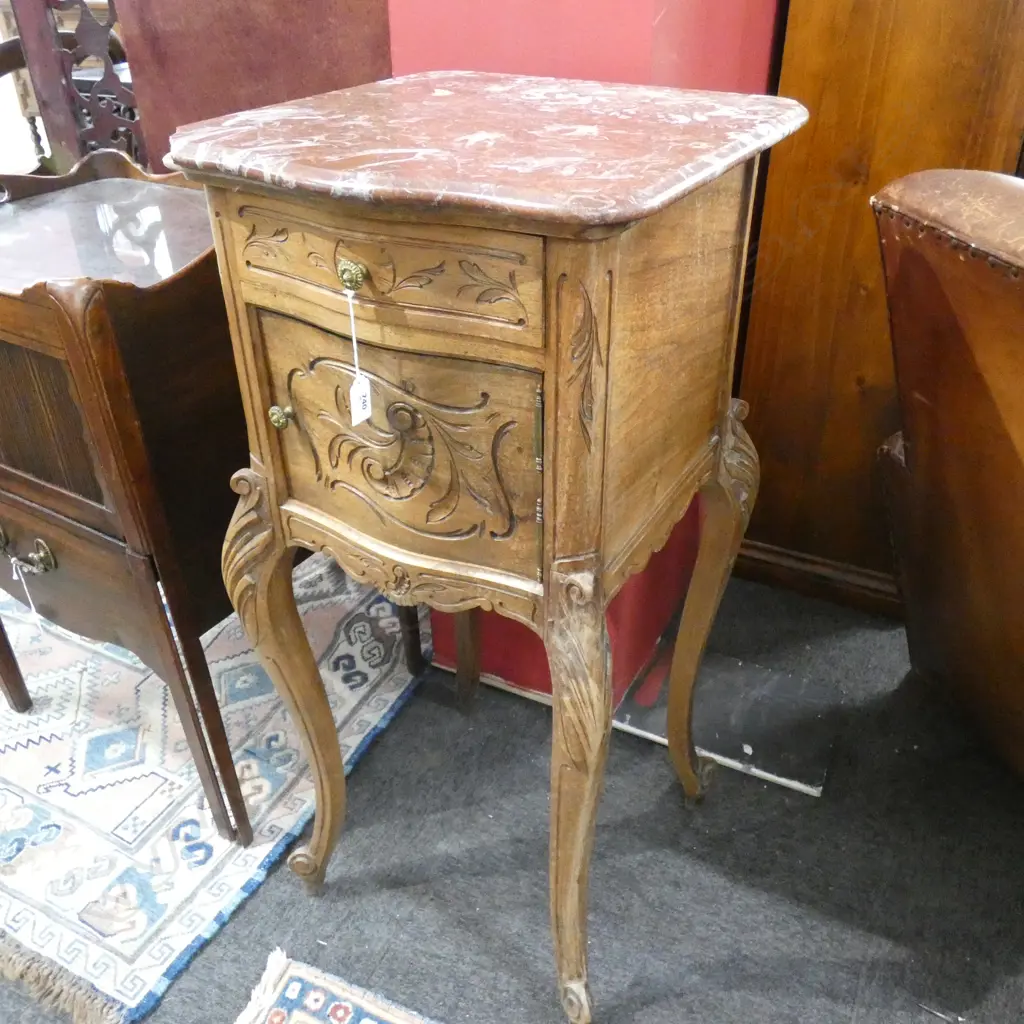 FRENCH STYLE BEDSIDE TABLE H.890mm MARBLE CORNER CHIPPED Image 1++