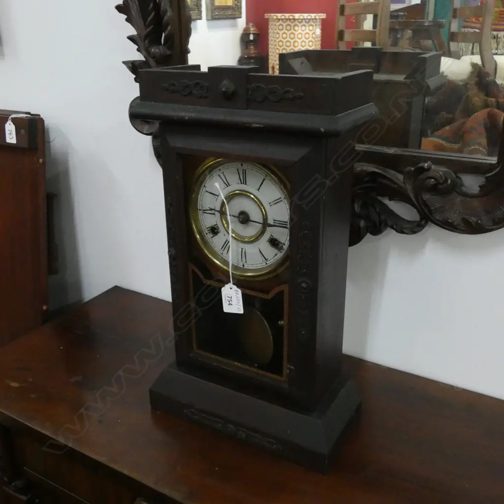 EARLY 20thC NEW HAVEN 8 DAY CLOCK H.430mm Image 1++