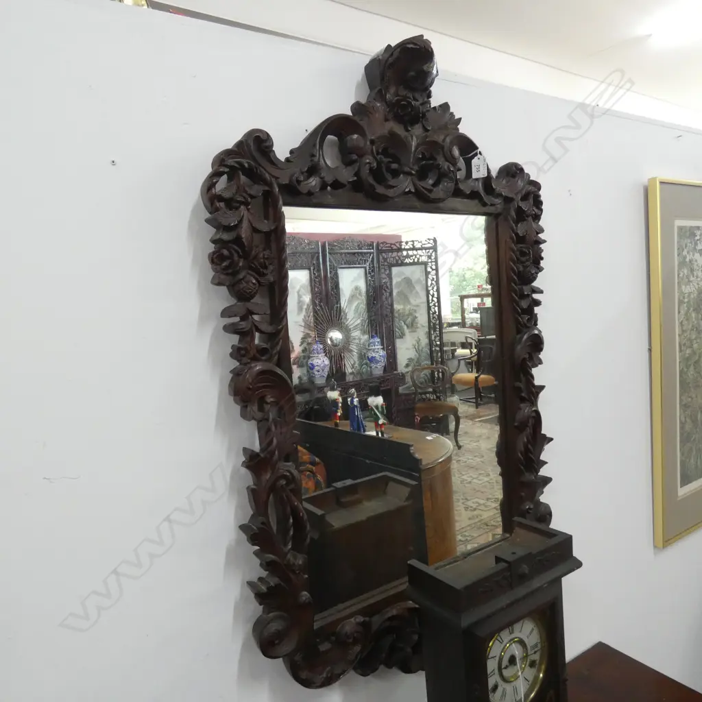 LG CARVED WOODEN FRAMED WALL MIRROR  1000 X 630MM Image 1++