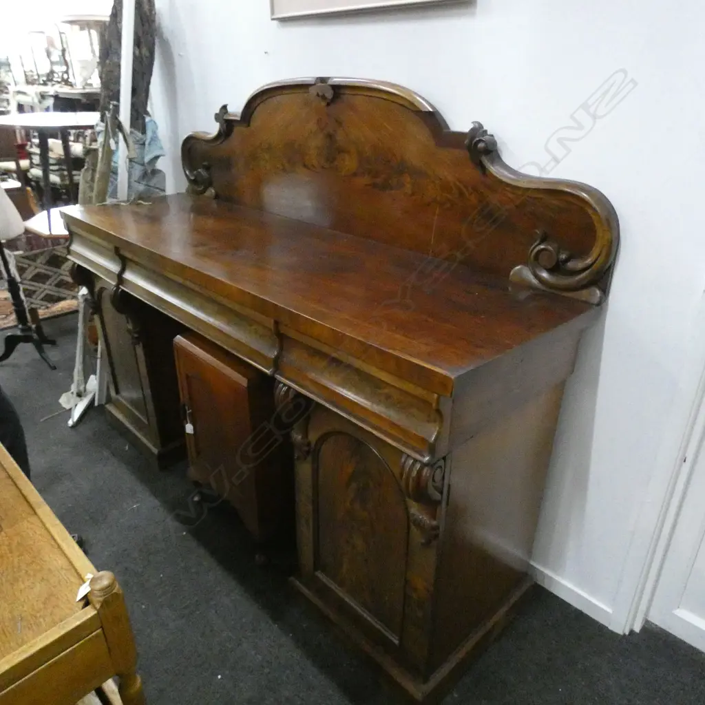 VICTORIAN PEDESTAL SIDE BOARD 3 DRAWERS 2 CUPBOARDS... Image 1++