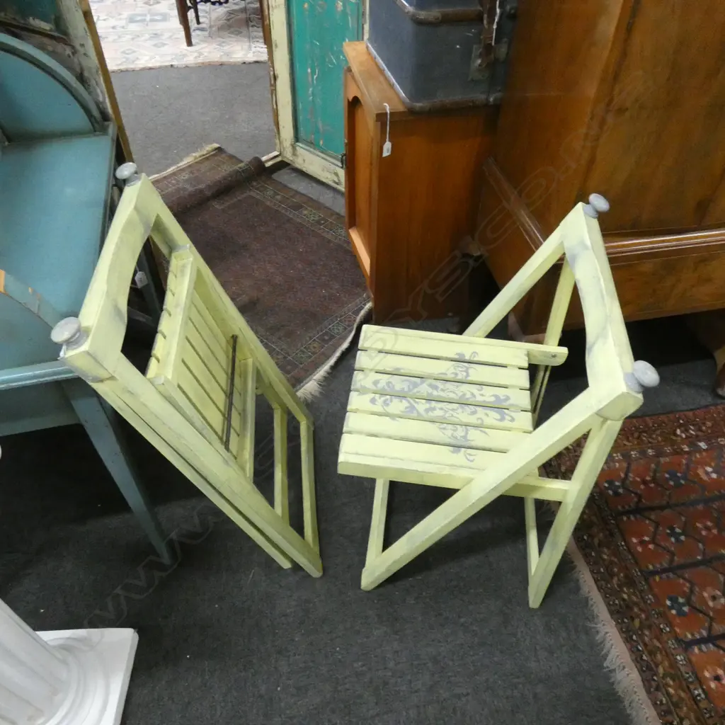 PR GREEN PAINTED FOLDING CHAIRS  Image 1++
