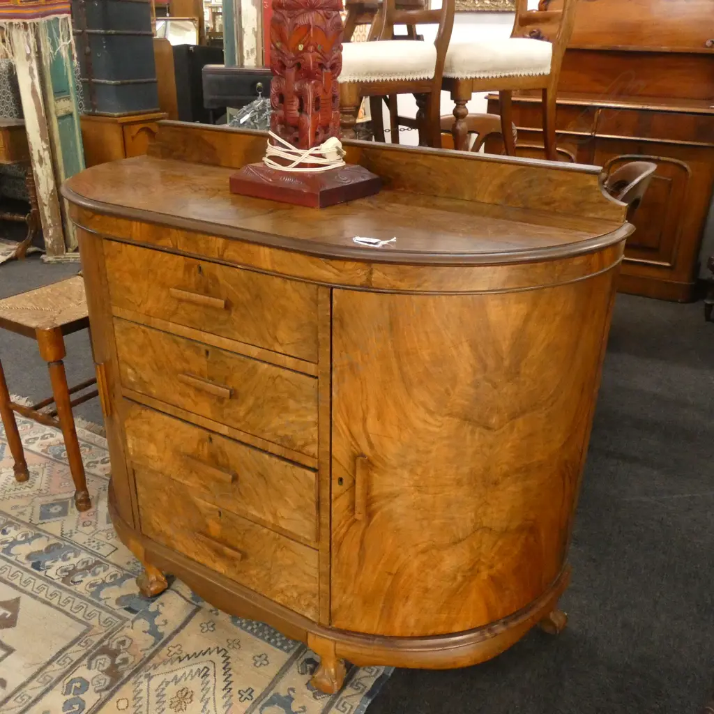 EUROPEAN WALNUT DEMILUNE SMALL SIDEBOARD 1200 x 480 x 1020mm Image 1++