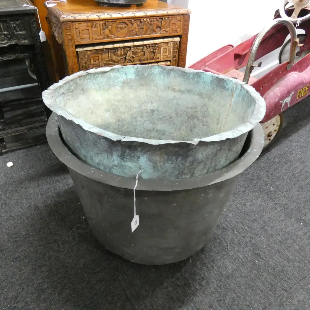 2 OLD LAUNDRY COPPERS H.370mm 500mm dia Image 1++